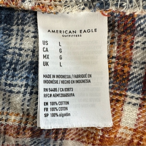 American Eagle Outfitters Plaid Button-Up Flannel Shirt, Large - Picture 8 of 9